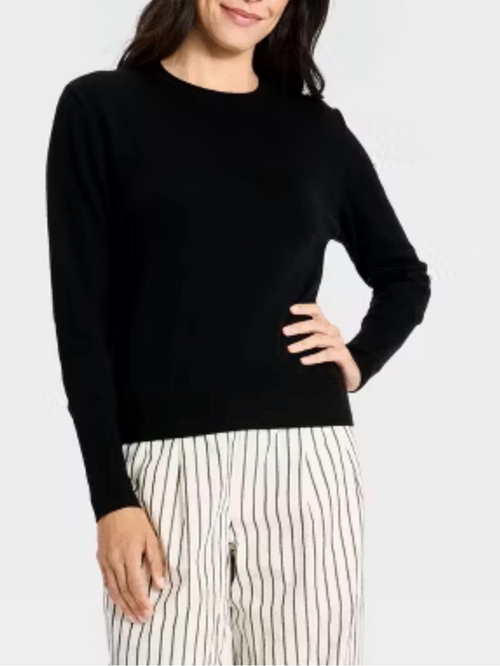 A New Day Mini Roll Crewneck Pullover Sweater - Black. Size Small
